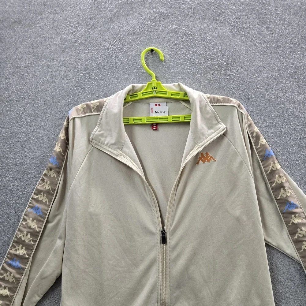 Kappa Men Jacket L Beige Graphic Logo Tape Track Long Sleeve